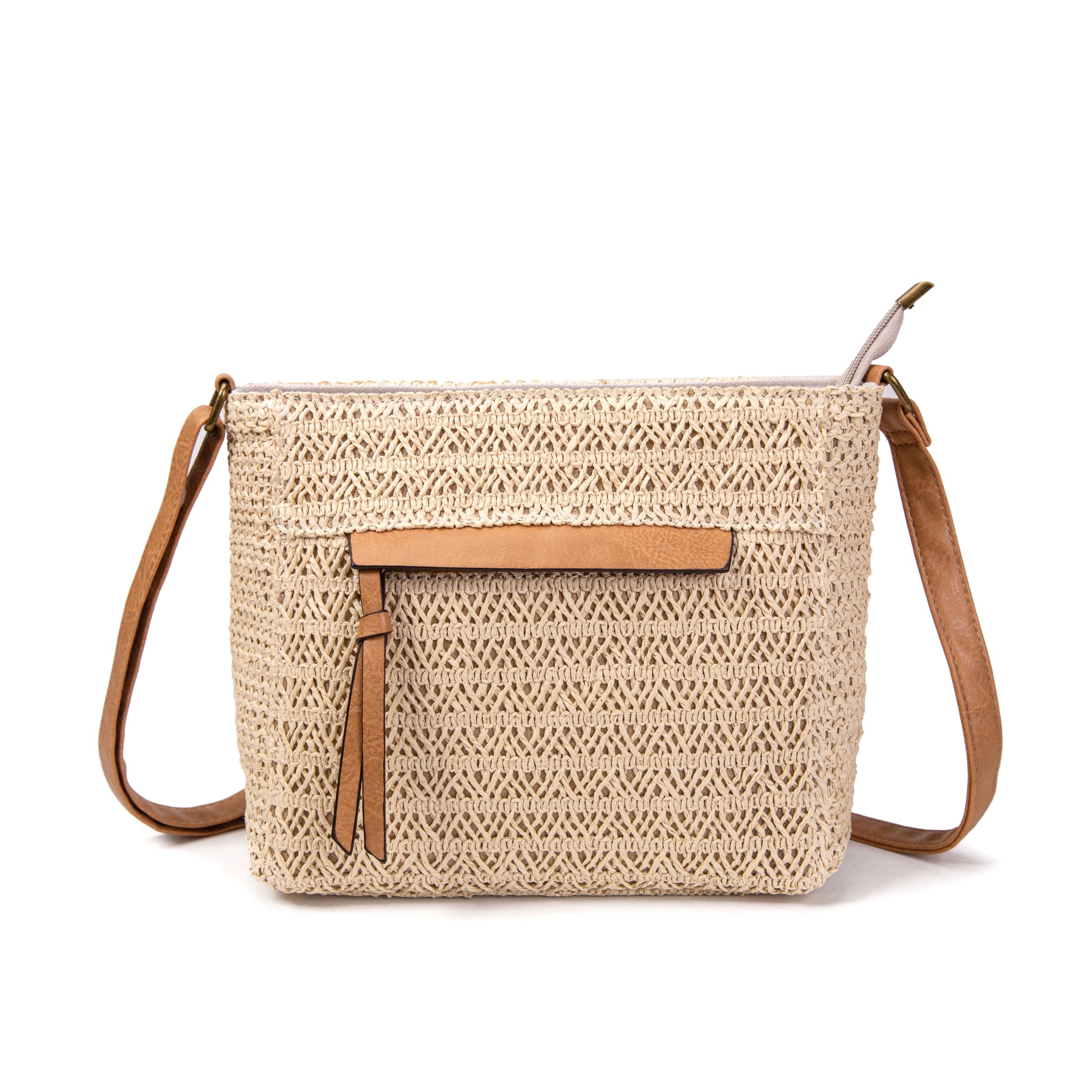 Bolso bandolera rafia & eco-cuero | MAC&NOA® Loom Pocket Bag