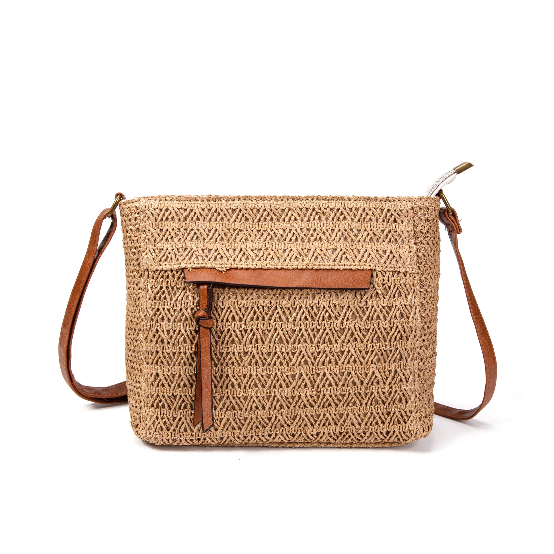 Bolso bandolera rafia & eco-cuero | MAC&NOA® Loom Pocket Bag
