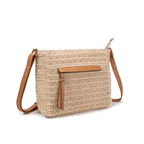 Bolso bandolera rafia & eco-cuero | MAC&NOA® Loom Pocket Bag