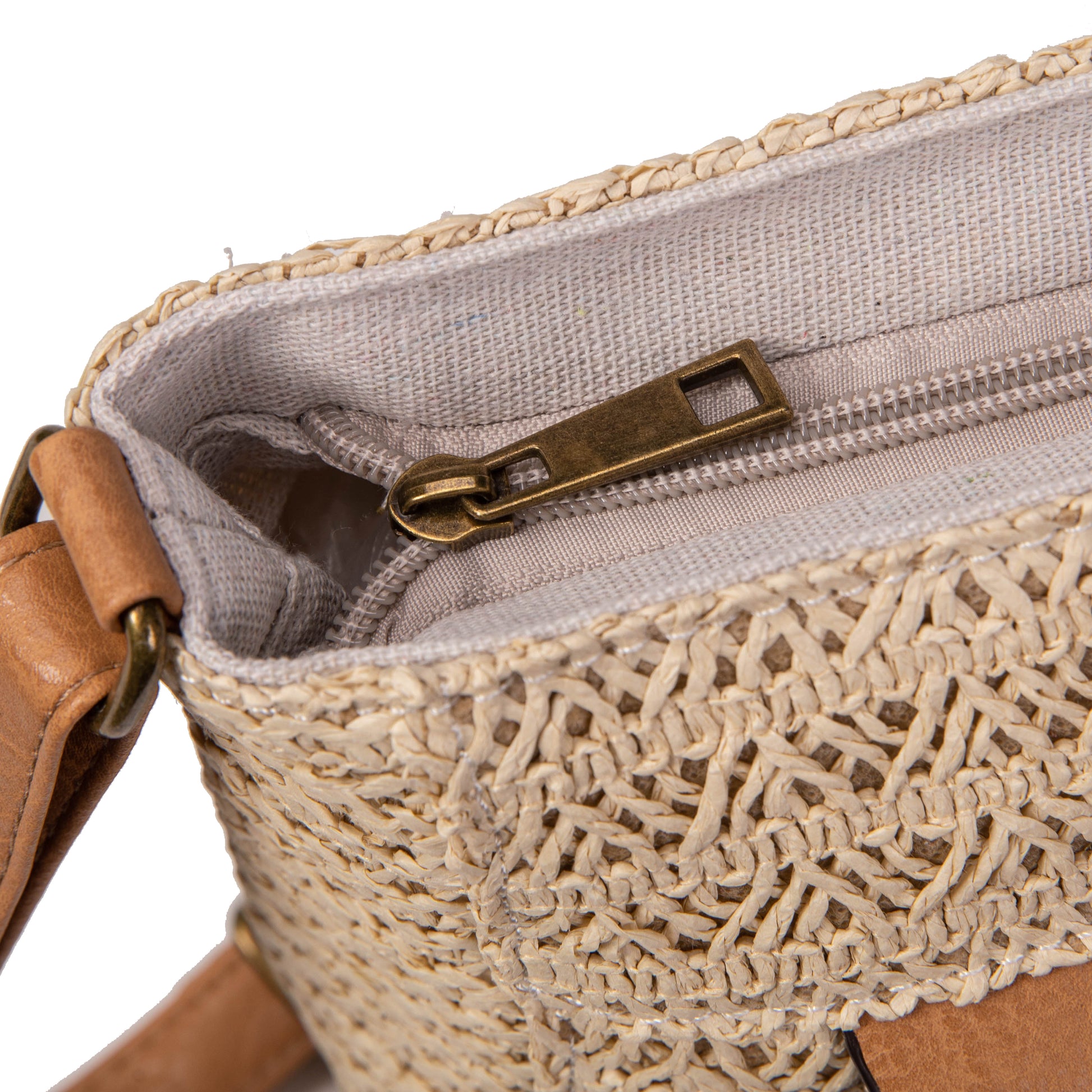 Bolso bandolera rafia & eco-cuero | MAC&NOA® Loom Pocket Bag