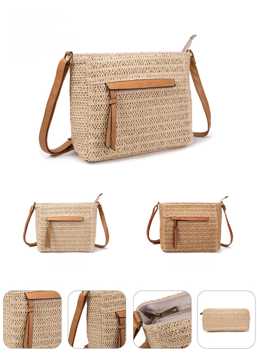 Bolso bandolera rafia & eco-cuero | MAC&NOA® Loom Pocket Bag