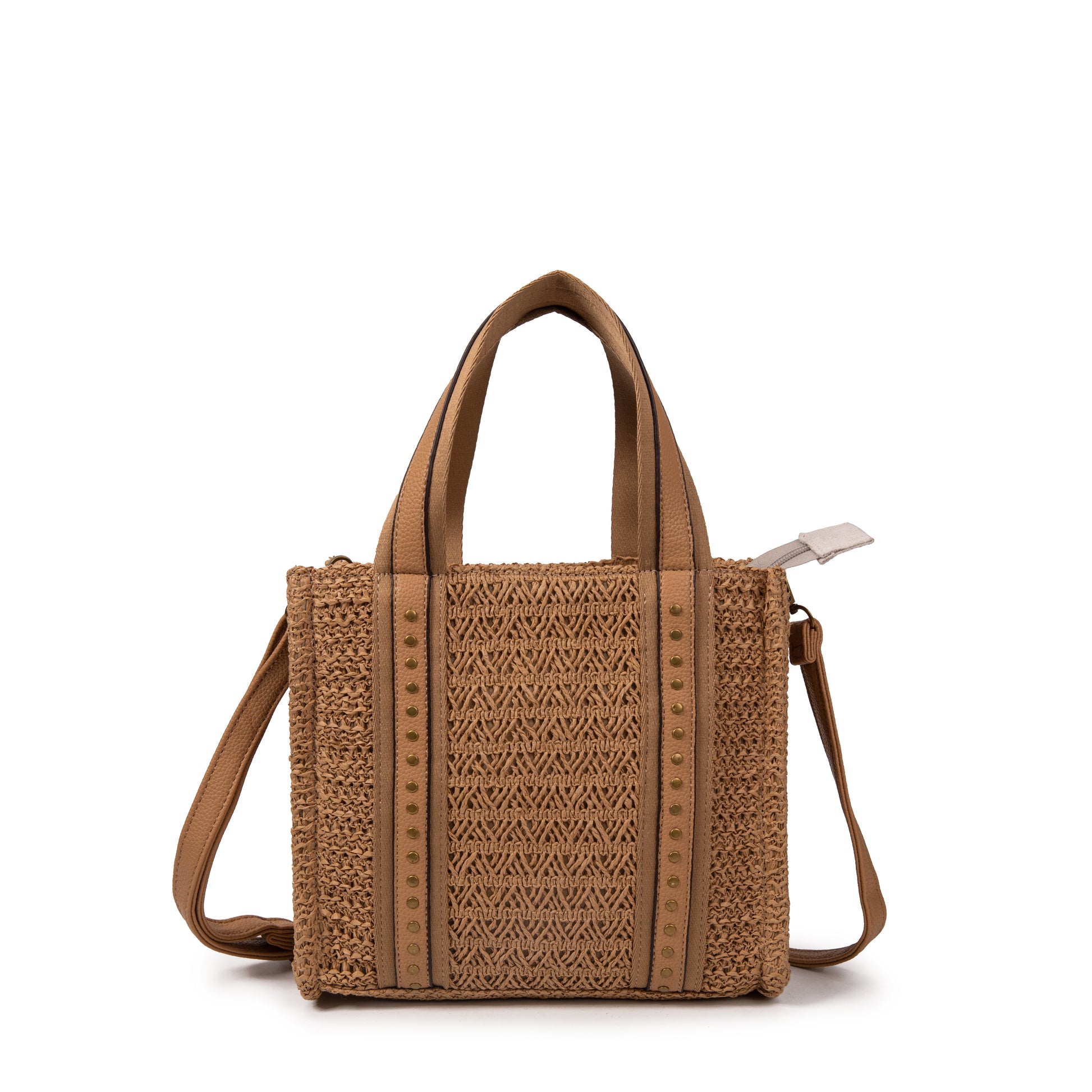 Bolso rafia cuadrado con tachuelas | MAC&NOA® Urban Stud Bag