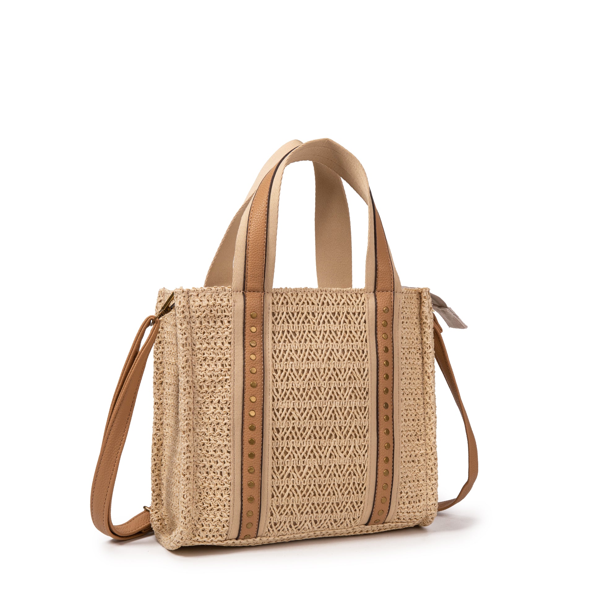 Bolso rafia cuadrado con tachuelas | MAC&NOA® Urban Stud Bag