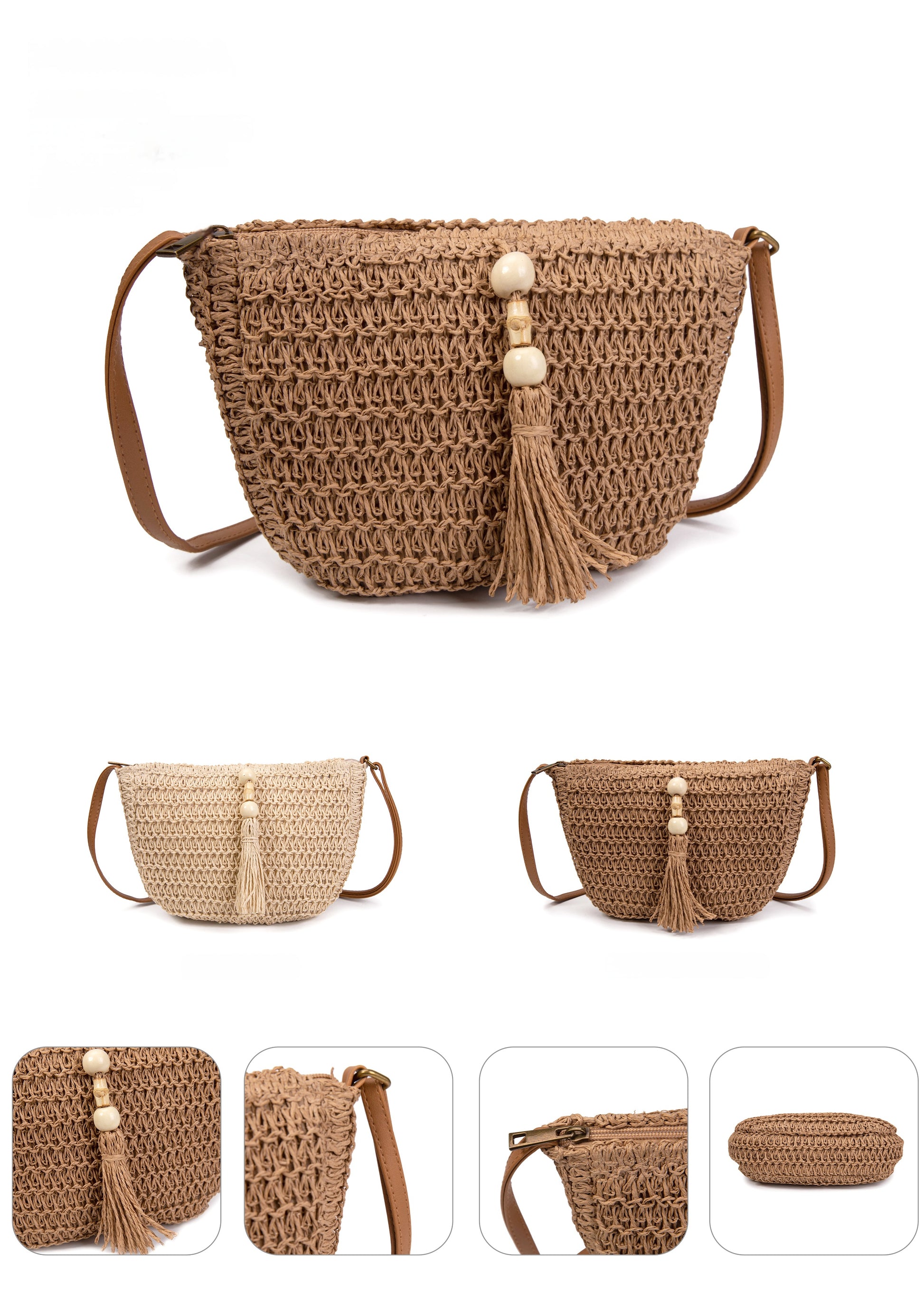 Bolso rafia con borla & cuentas | MAC&NOA® Tassel Beads Bag