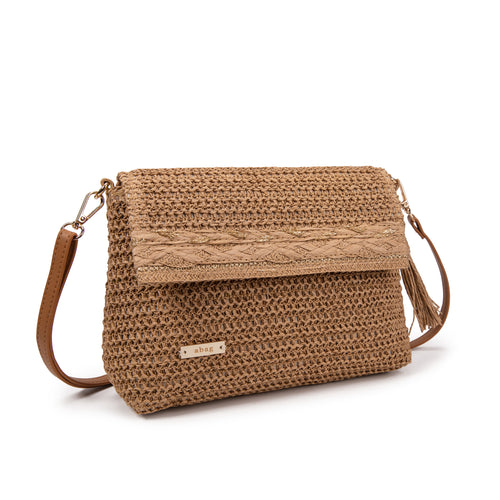 Bandolera de rafia con solapa trenzada y borla | Abag® Satchel 0999
