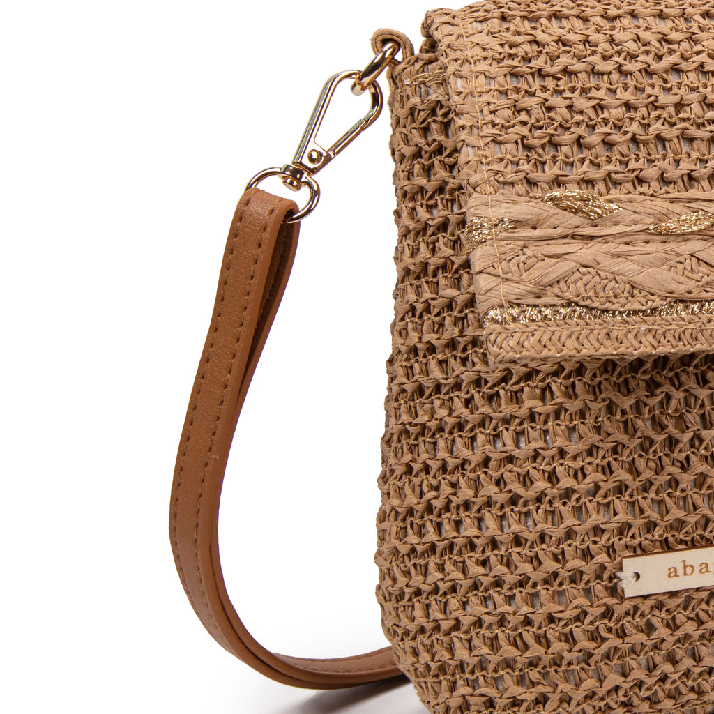 Bandolera de rafia con solapa trenzada y borla | Abag® Satchel 0999
