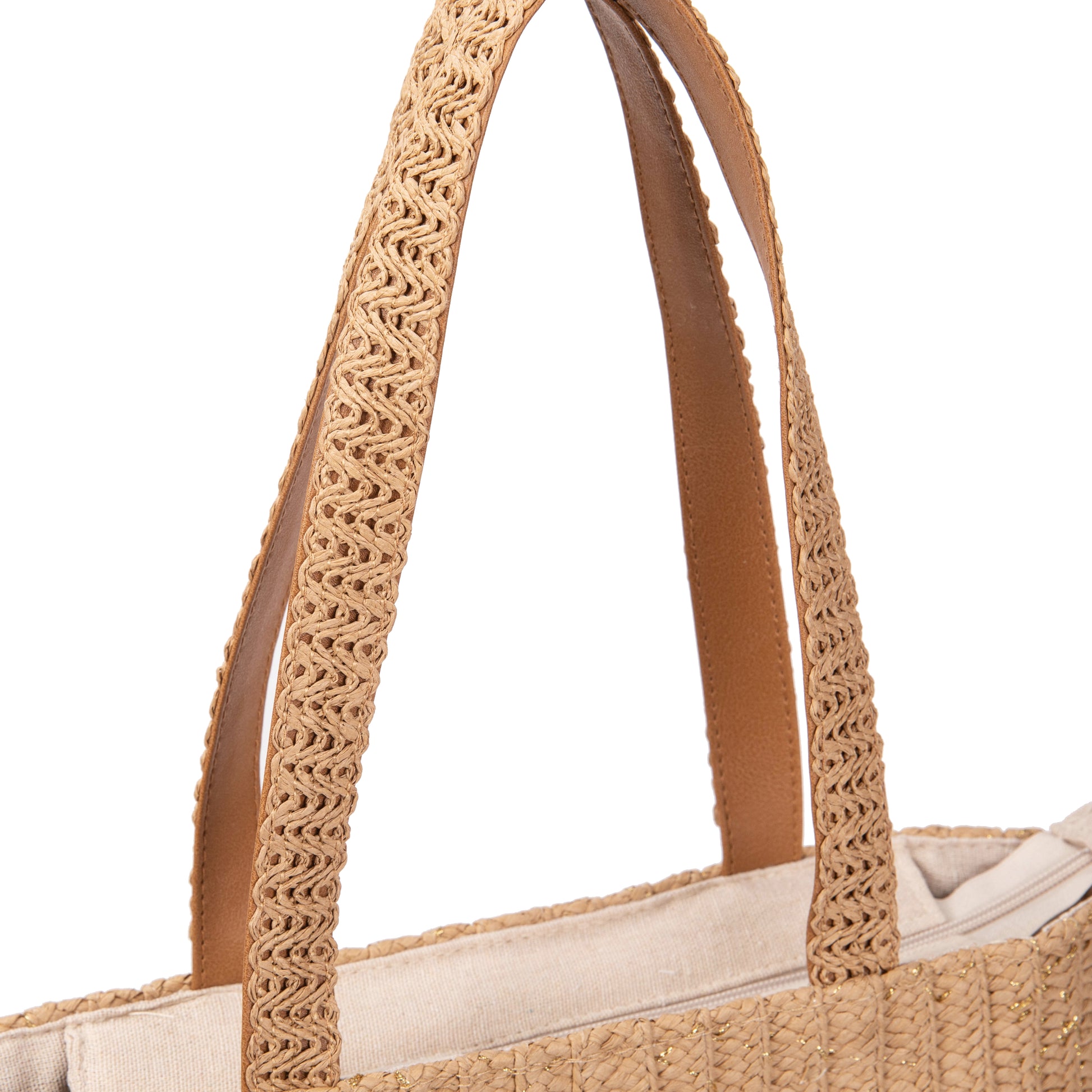 Bolso tote “Golden Rib” | ABag® shopper de rafia con destellos dorados