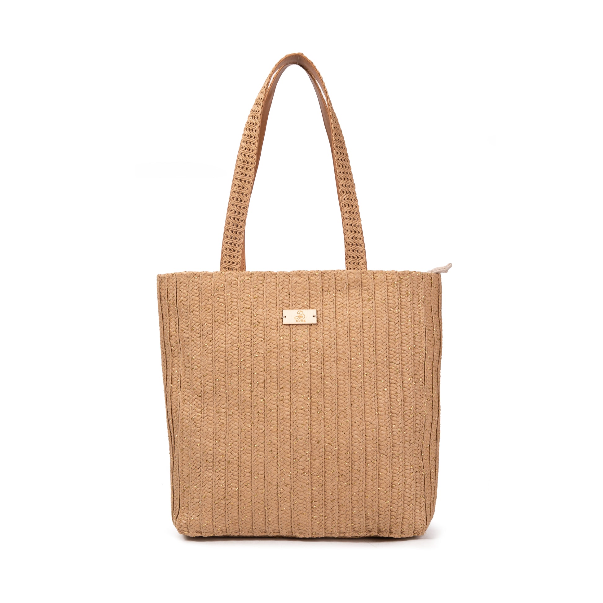 Bolso tote “Golden Rib” | ABag® shopper de rafia con destellos dorados
