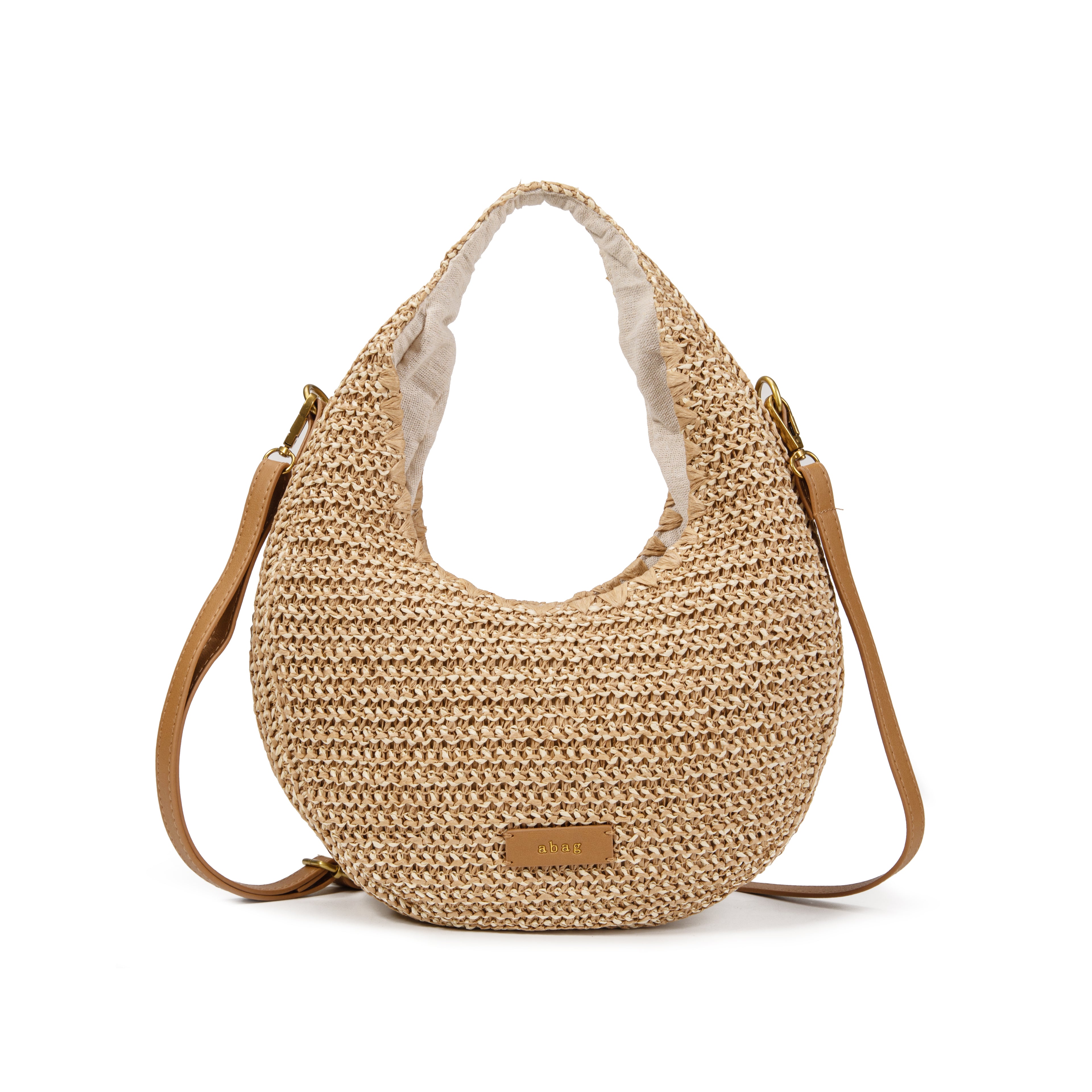 Bolso Hobo de Rafia Natural con Bandolera Ajustable