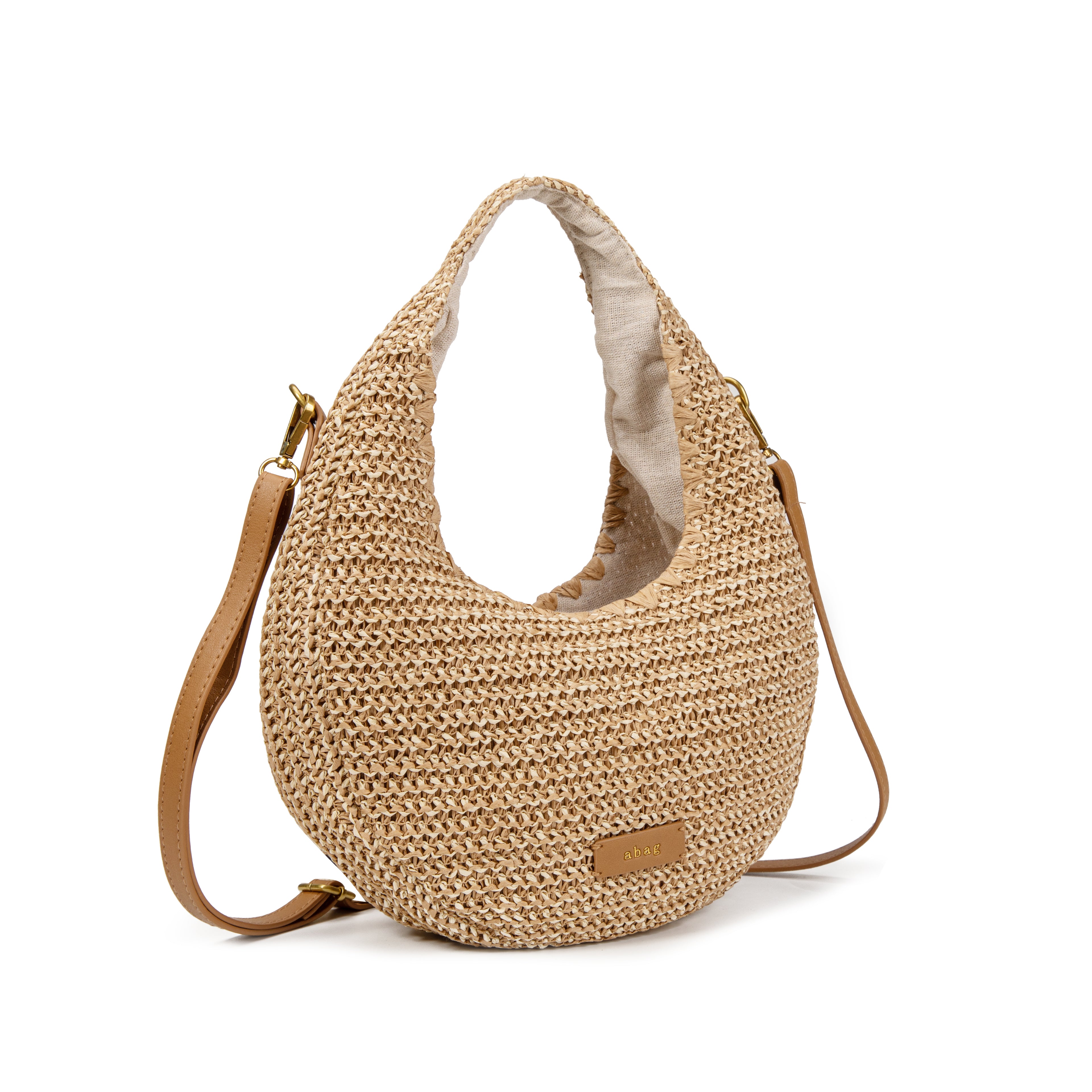 Bolso Hobo de Rafia Natural con Bandolera Ajustable