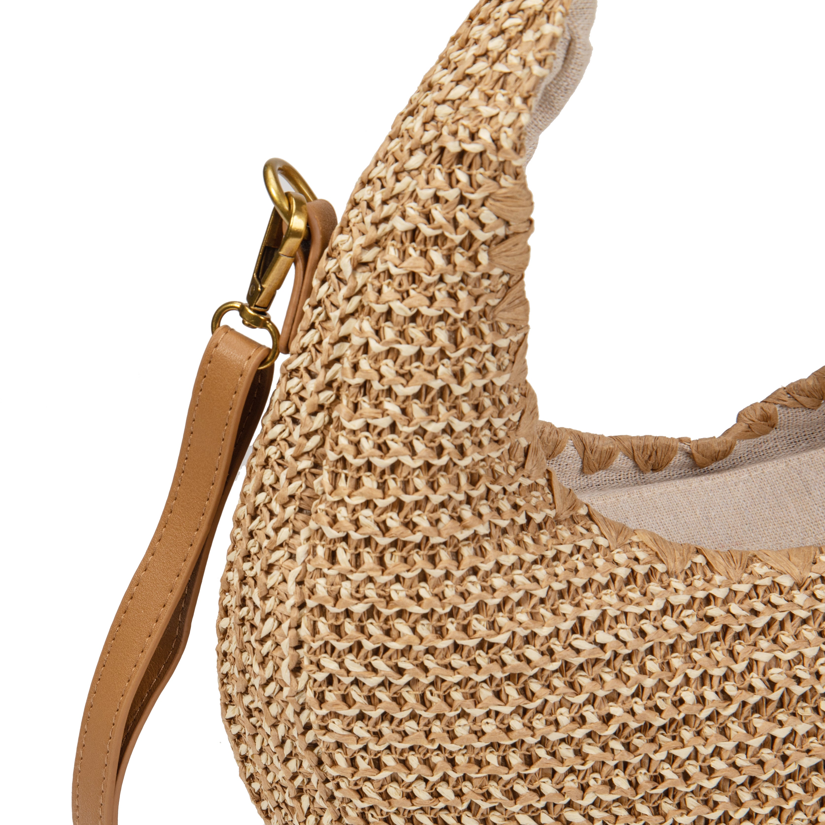 Bolso Hobo de Rafia Natural con Bandolera Ajustable