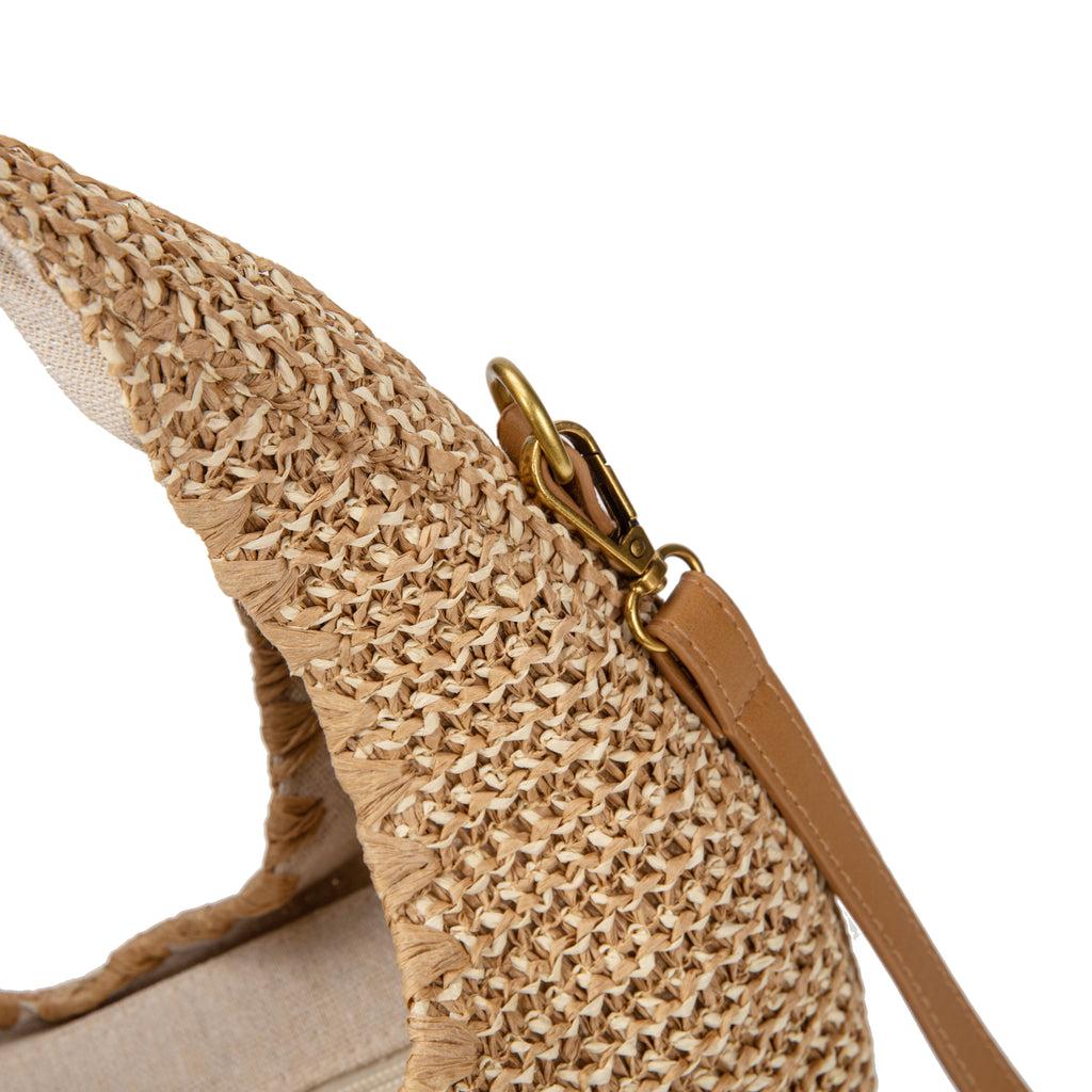 Bolso Hobo de Rafia Natural con Bandolera Ajustable