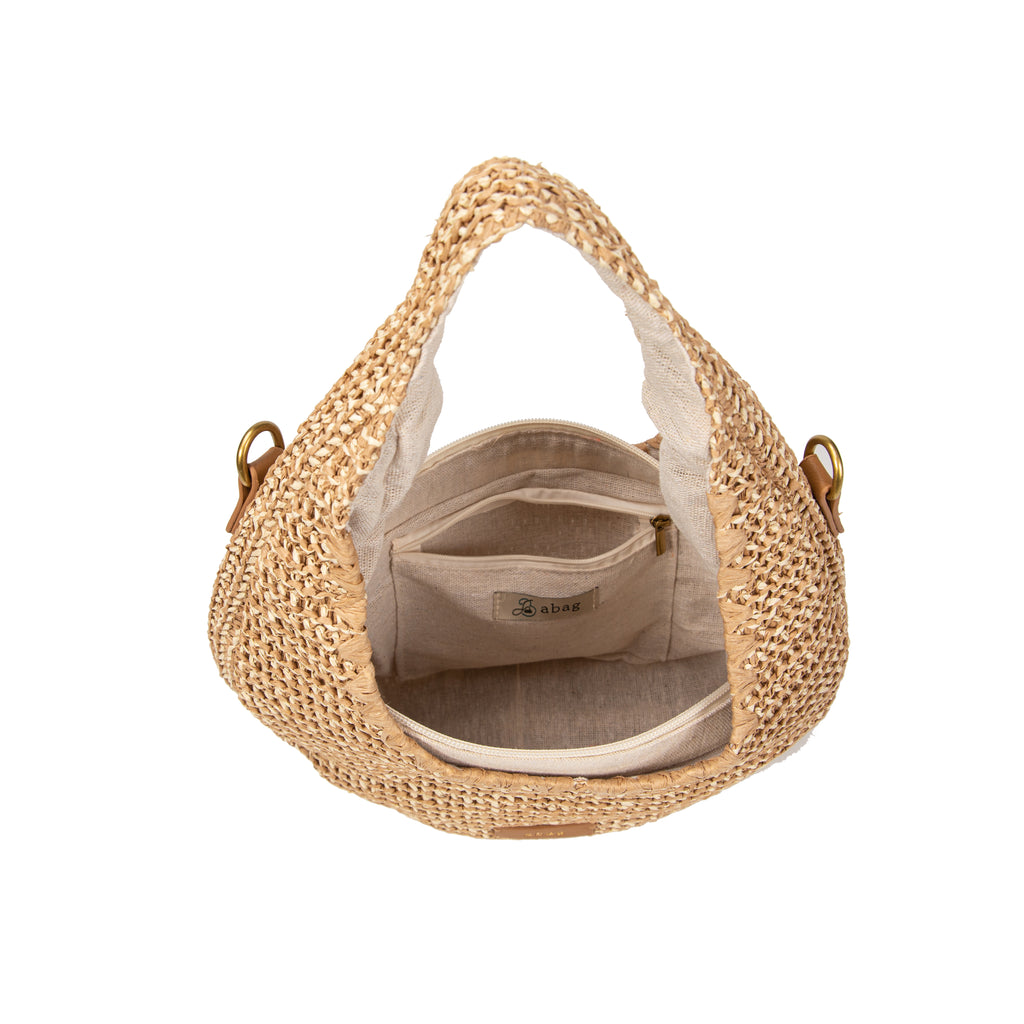 Bolso Hobo de Rafia Natural con Bandolera Ajustable