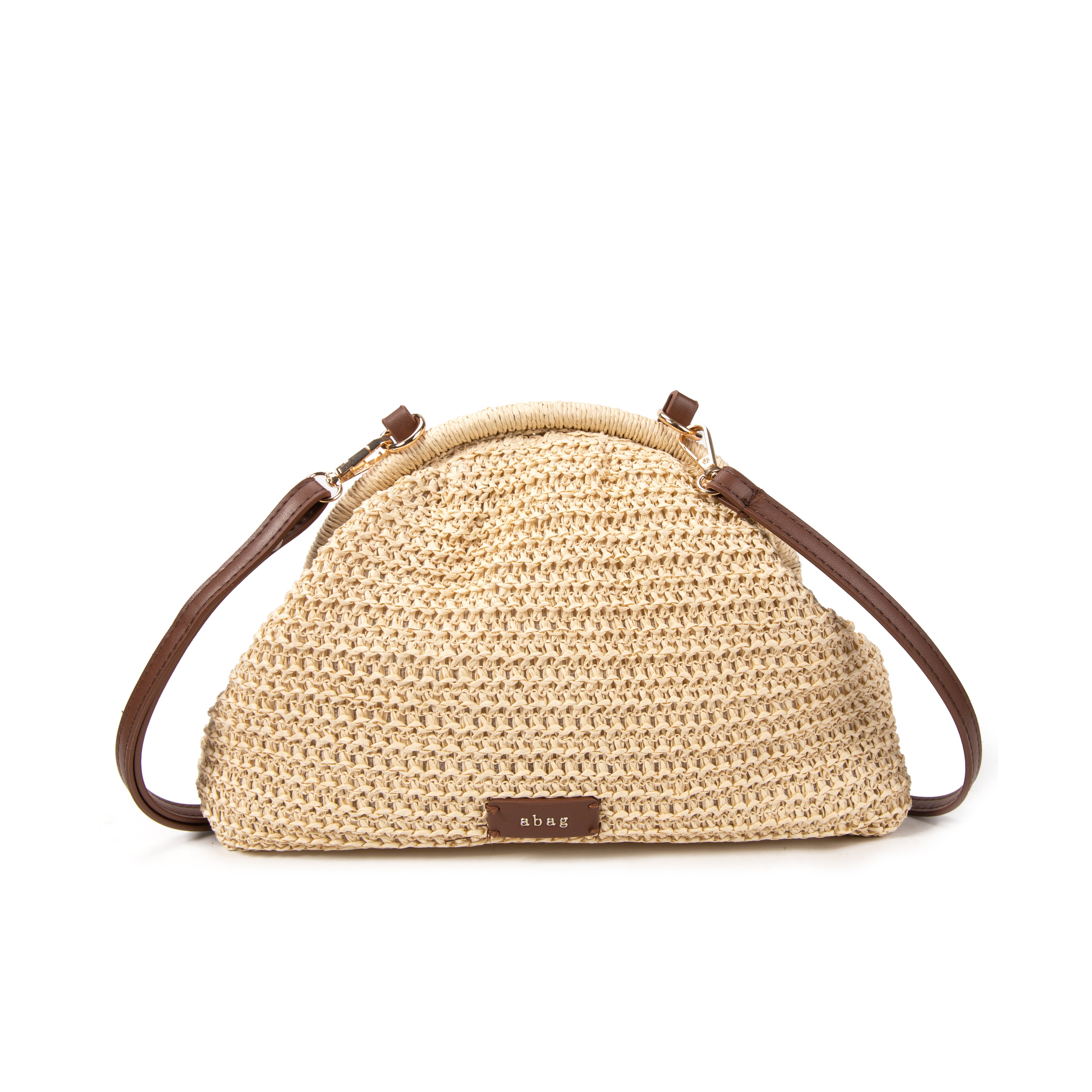 Bolso de Rafia Media Luna con Bandolera Ajustable para Mujer