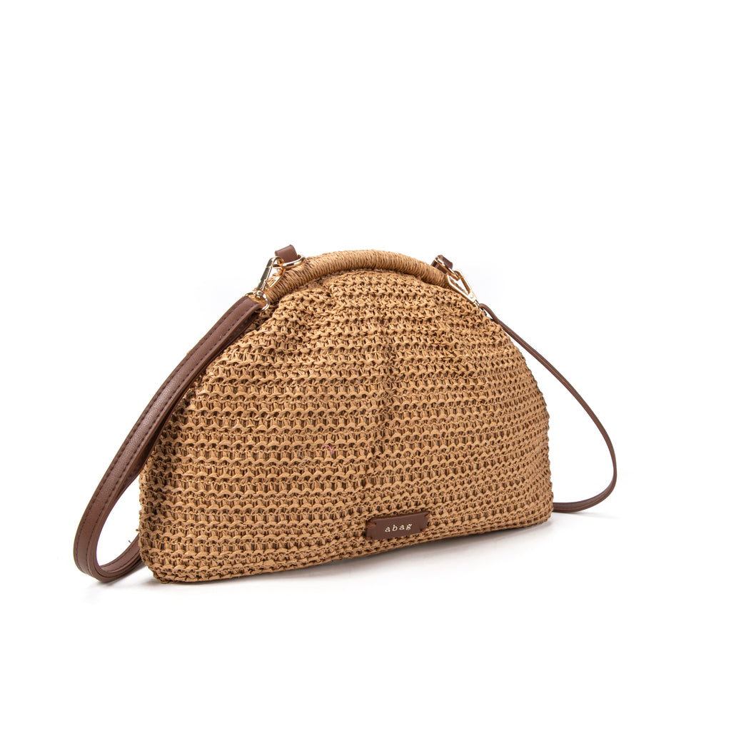 Bolso de Rafia Media Luna con Bandolera Ajustable para Mujer