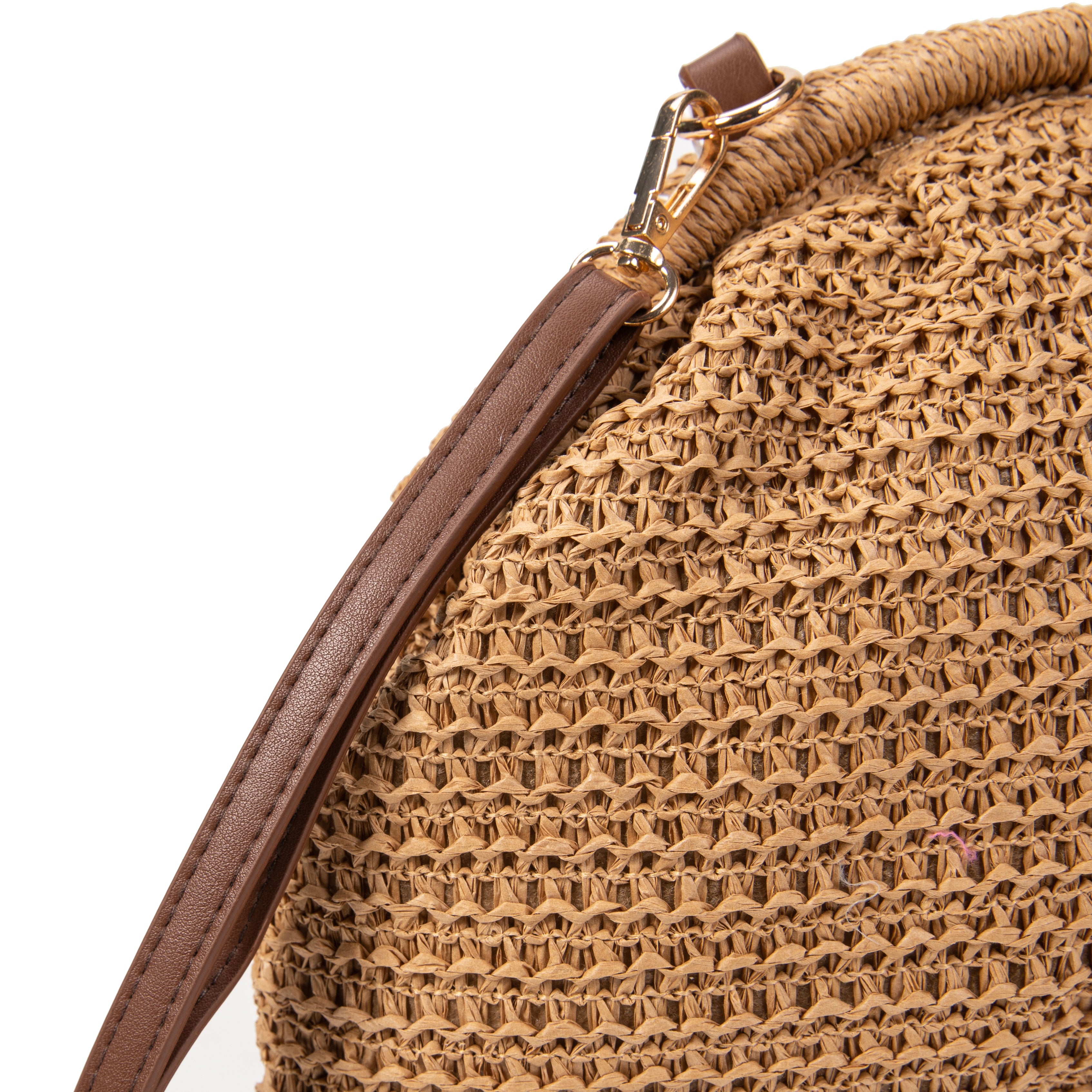 Bolso de Rafia Media Luna con Bandolera Ajustable para Mujer