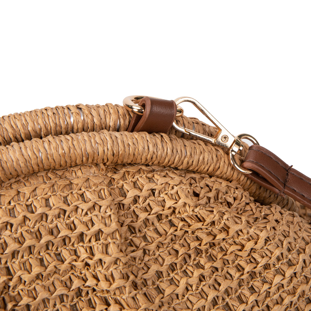 Bolso de Rafia Media Luna con Bandolera Ajustable para Mujer
