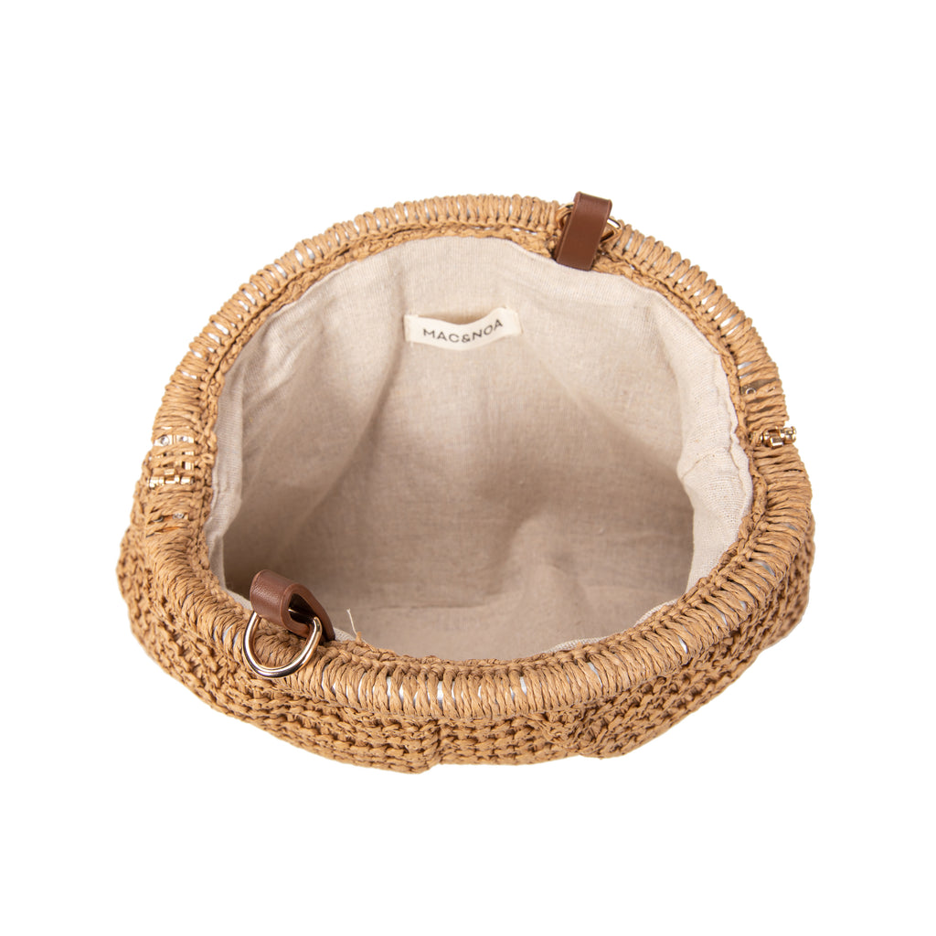 Bolso de Rafia Media Luna con Bandolera Ajustable para Mujer