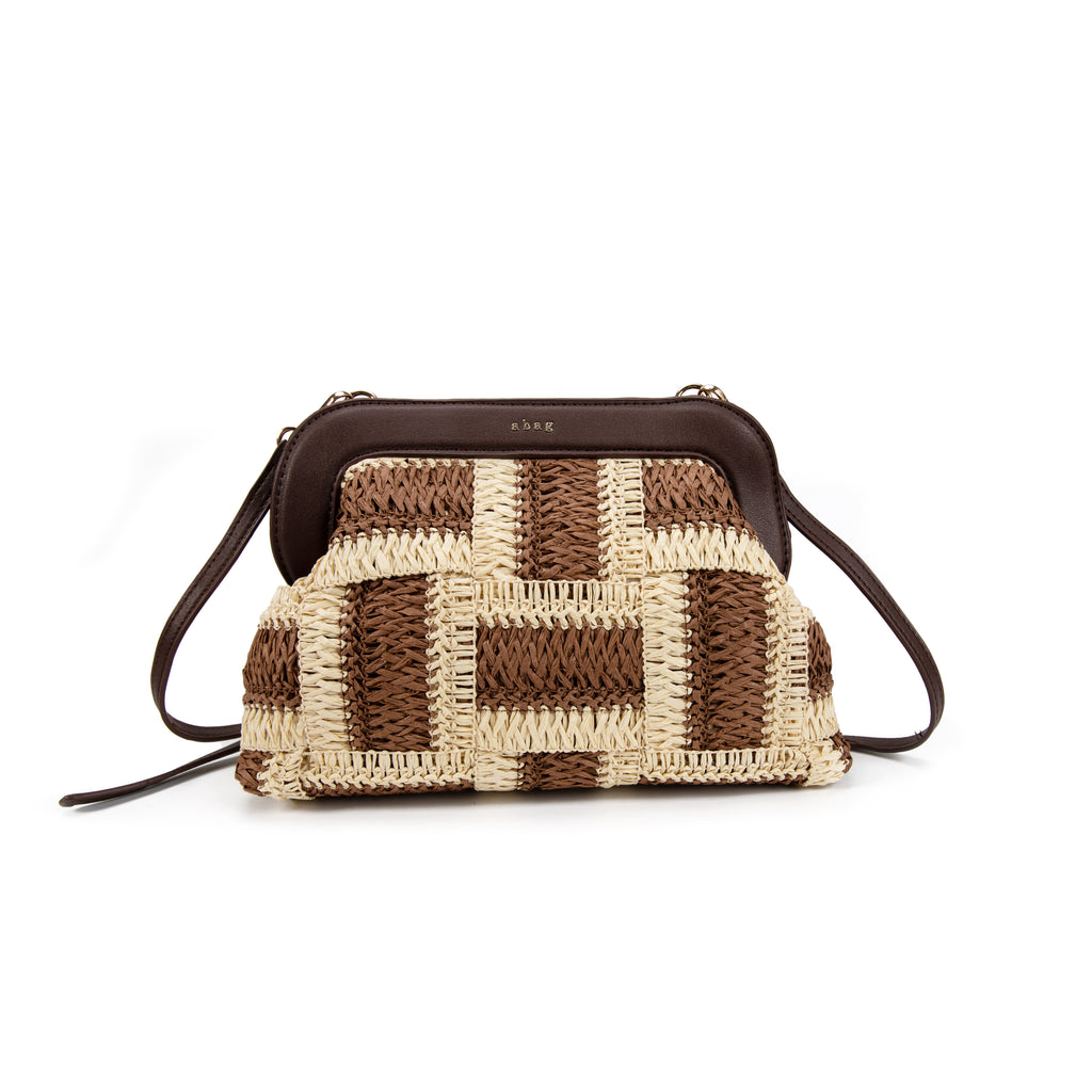 Bolso Bandolera de Rafia Trenzada Cuadros para Mujer