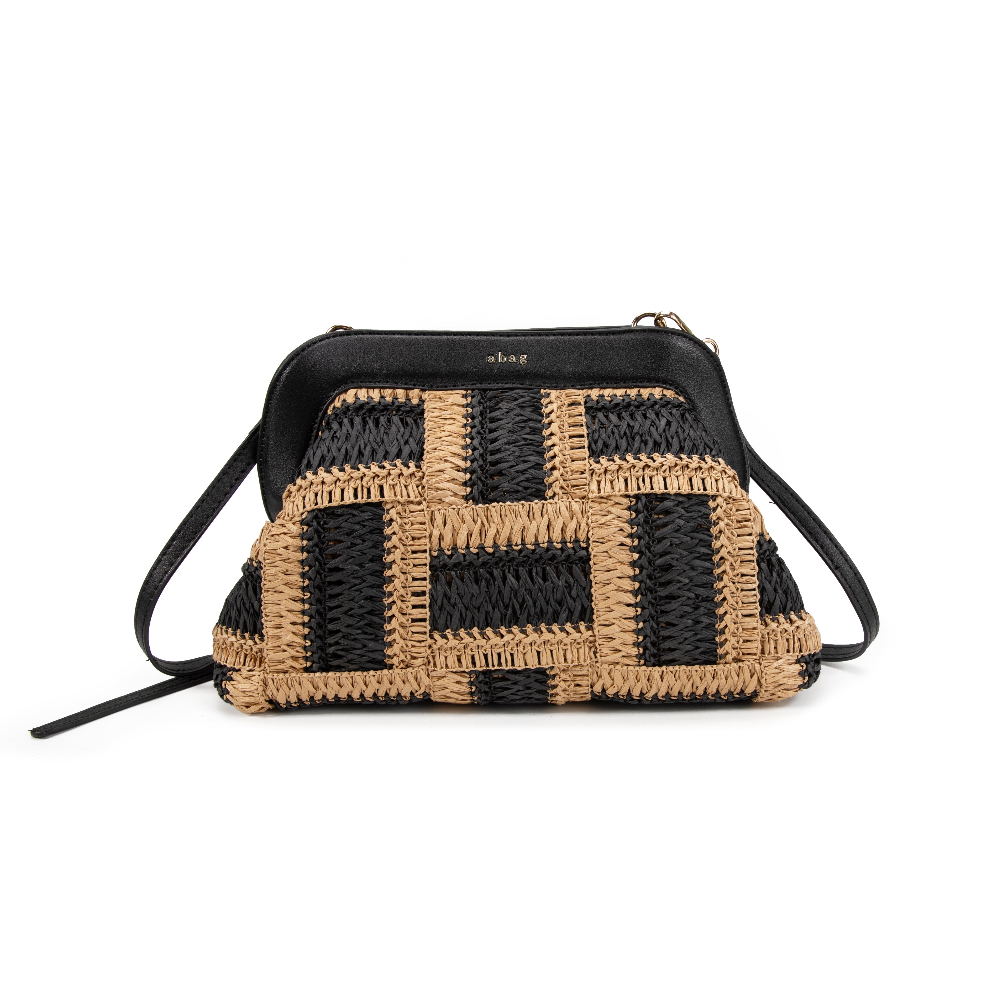 Bolso Bandolera de Rafia Trenzada Cuadros para Mujer