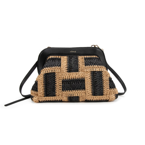 Bolso Bandolera de Rafia Trenzada Cuadros para Mujer