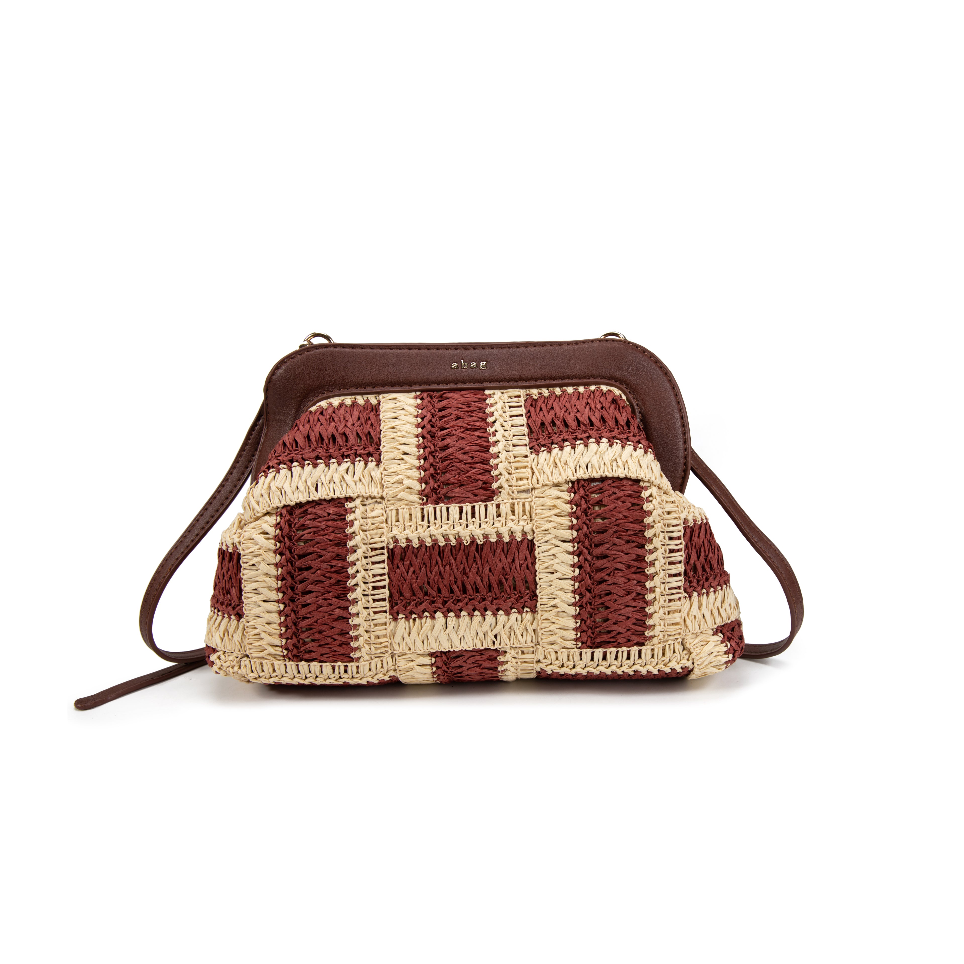 Bolso Bandolera de Rafia Trenzada Cuadros para Mujer