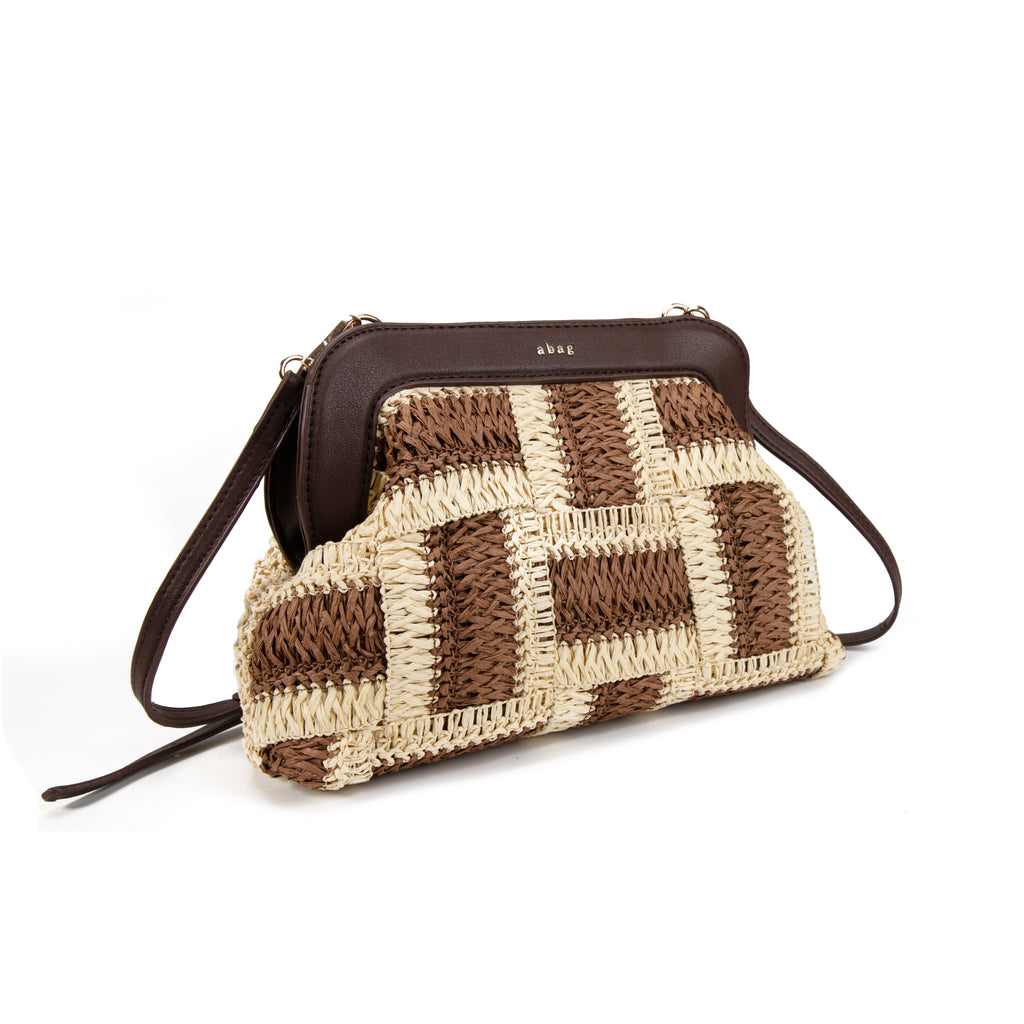 Bolso Bandolera de Rafia Trenzada Cuadros para Mujer