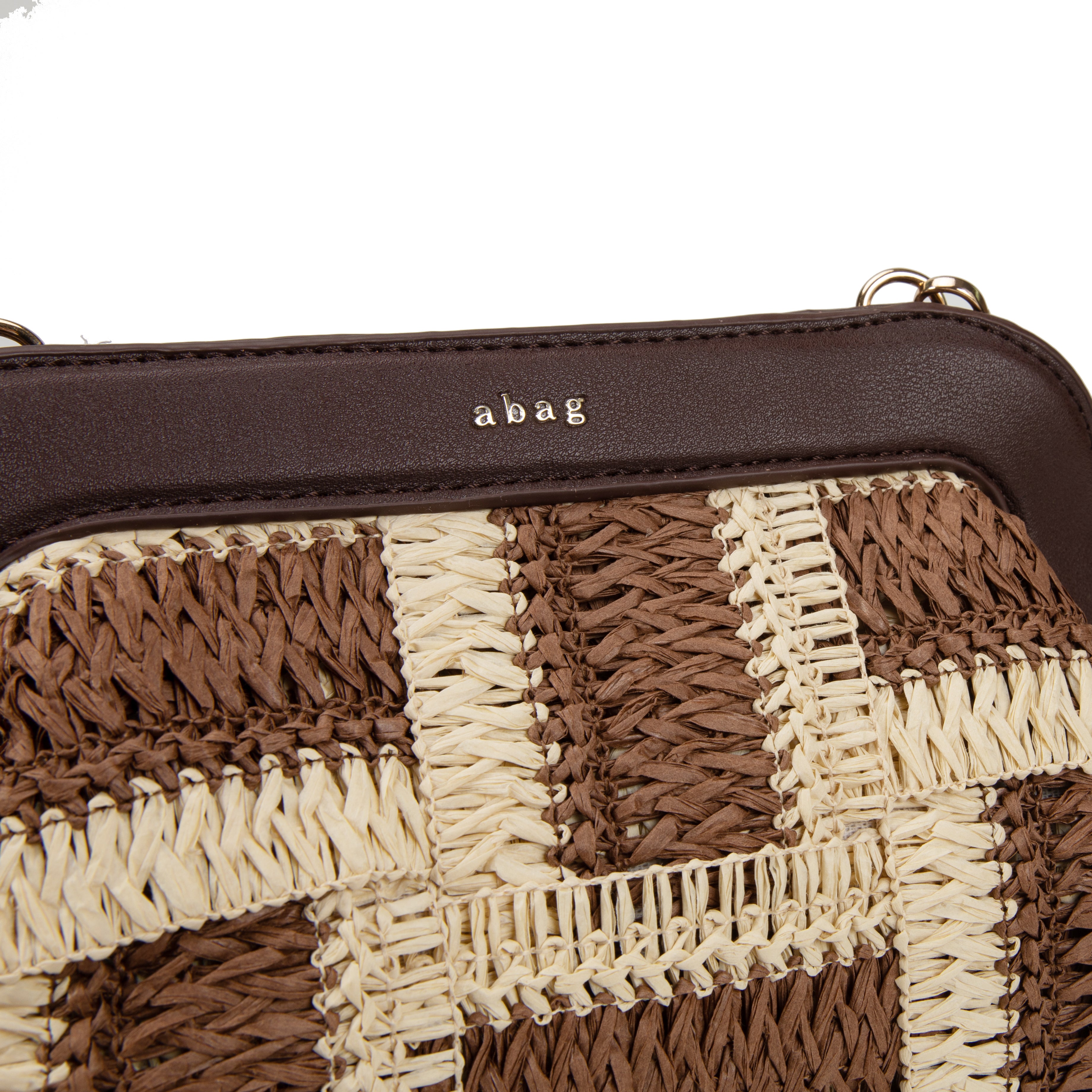 Bolso Bandolera de Rafia Trenzada Cuadros para Mujer