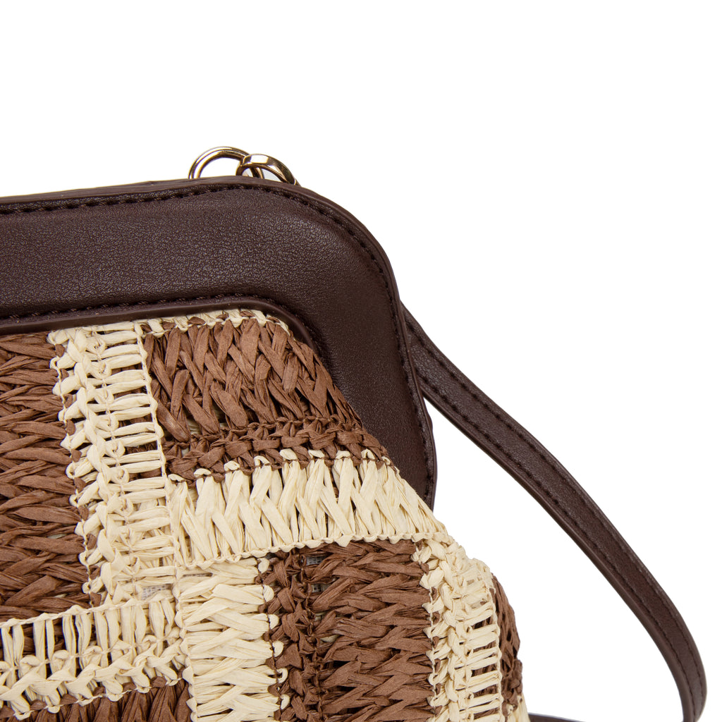 Bolso Bandolera de Rafia Trenzada Cuadros para Mujer