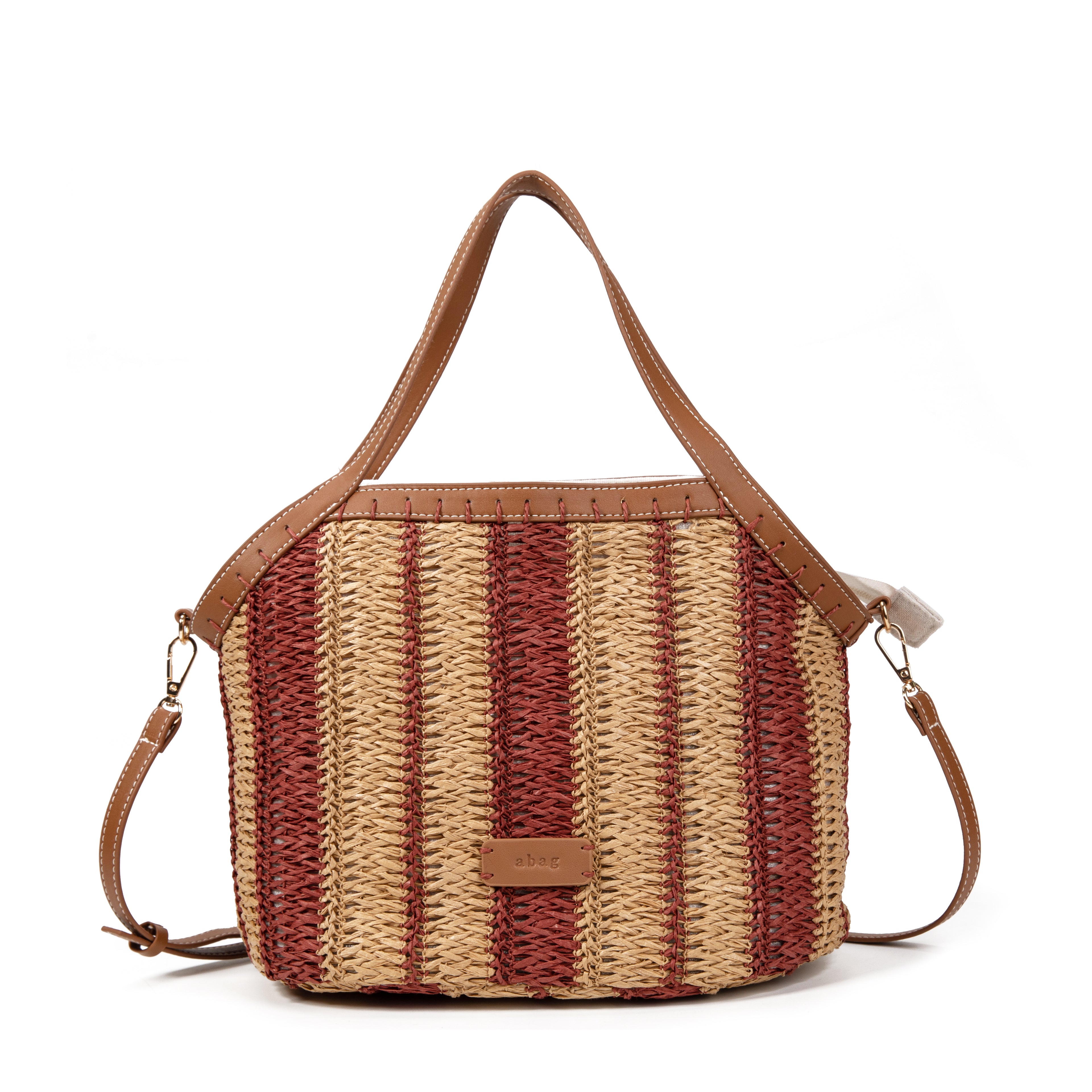 Bolso Tote de Rafia Rayas para Mujer con Bandolera Ajustable