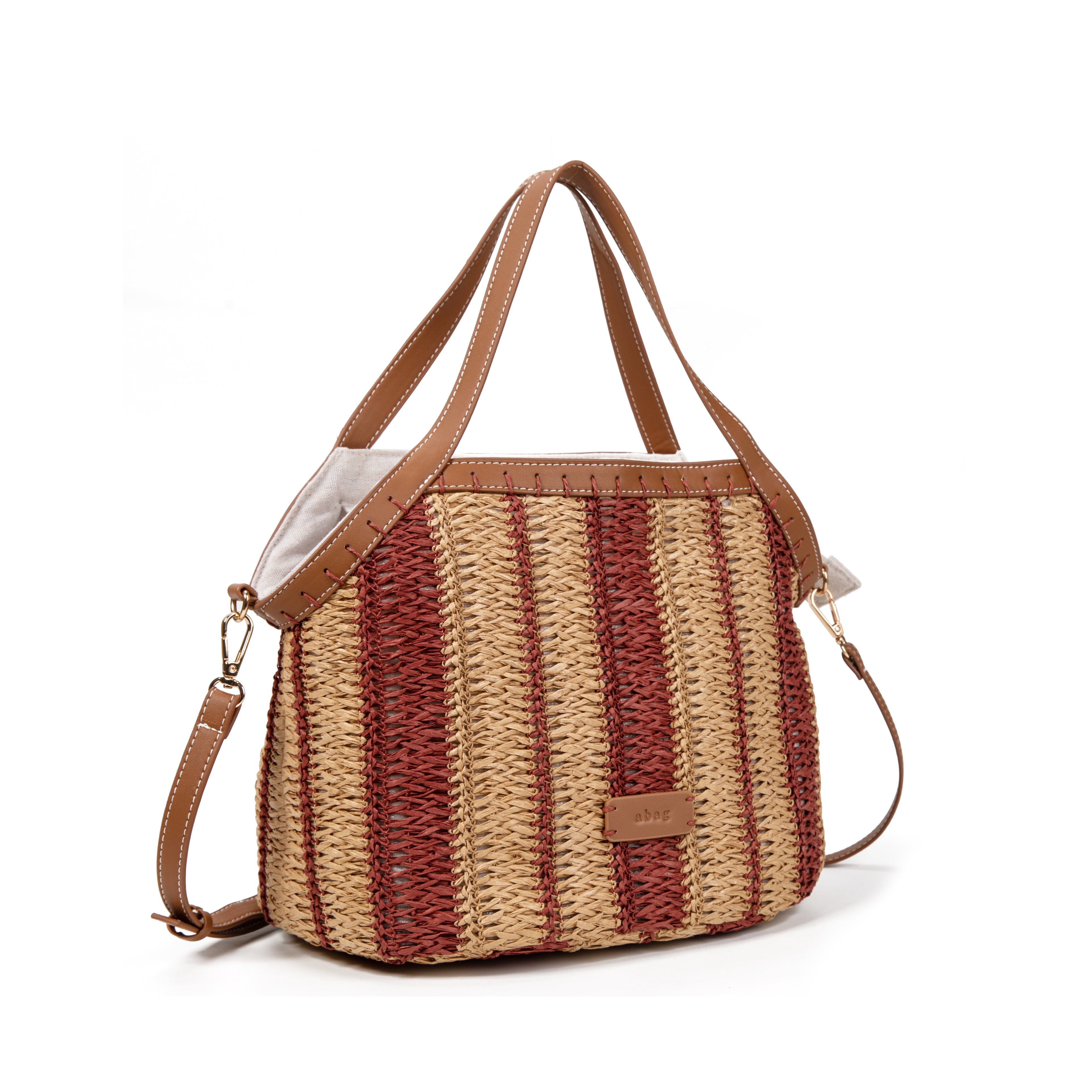 Bolso Tote de Rafia Rayas para Mujer con Bandolera Ajustable