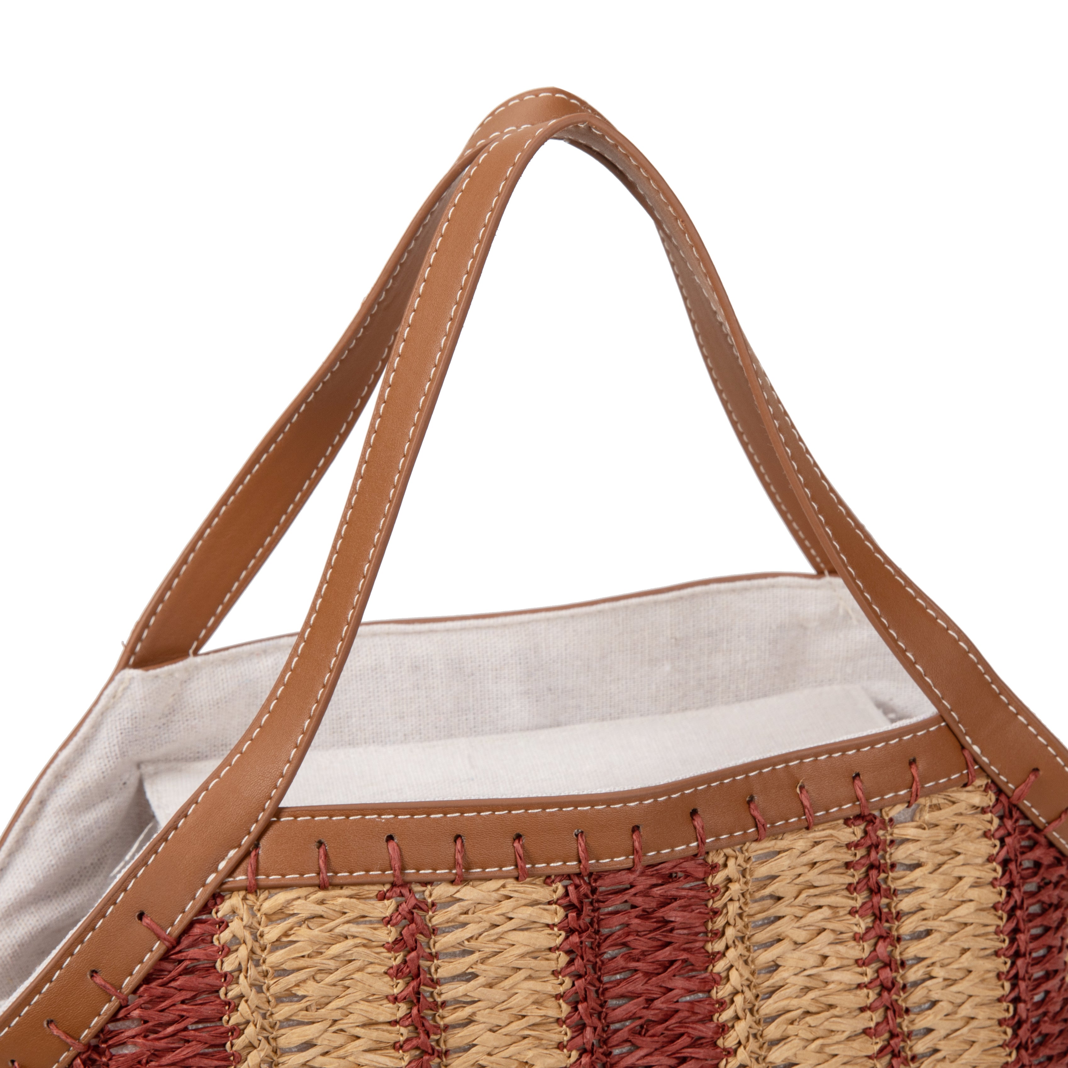 Bolso Tote de Rafia Rayas para Mujer con Bandolera Ajustable