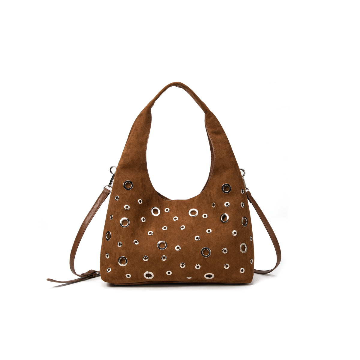 Bolso de hombro efecto ante con tachas y bandolera – Varios colores