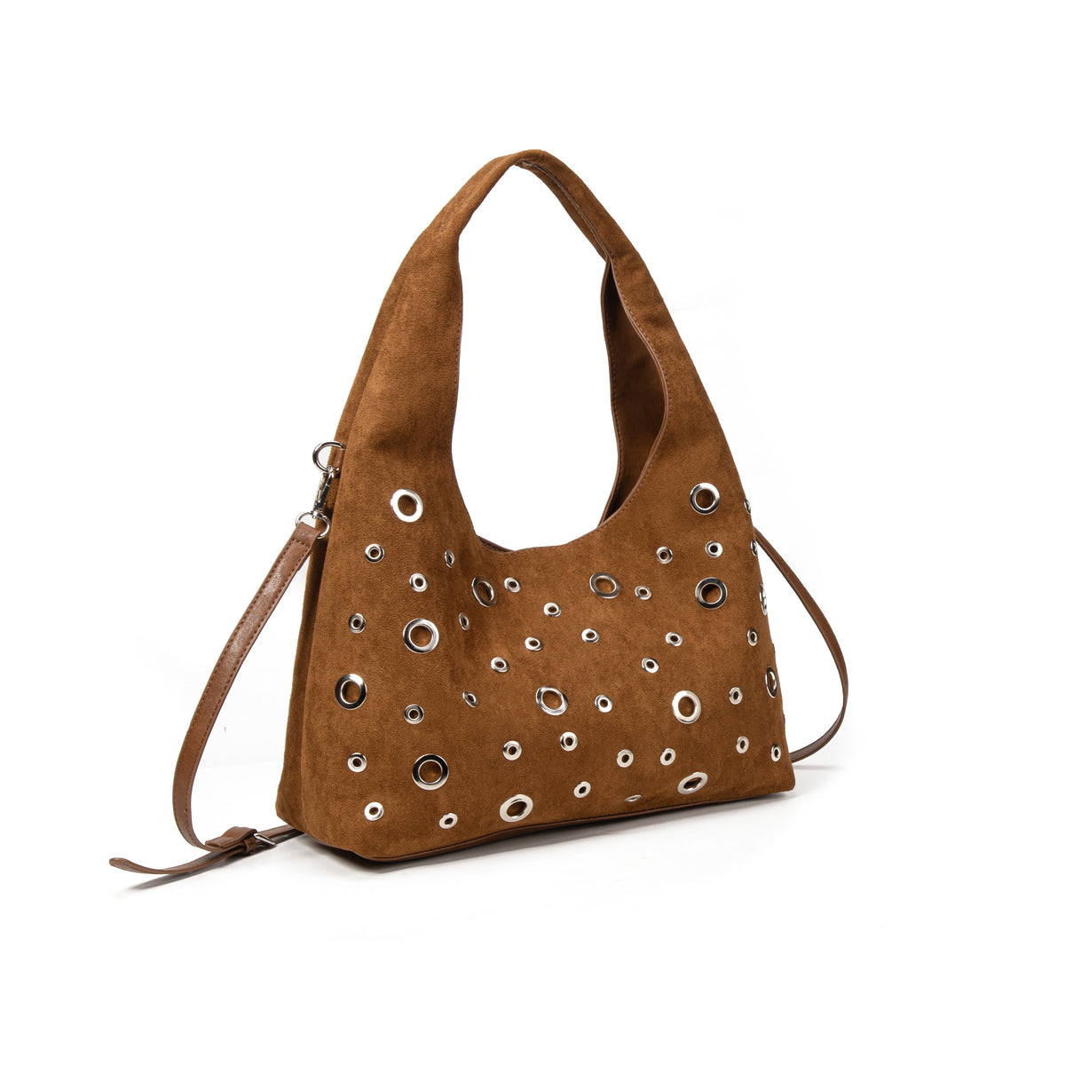 Bolso de hombro efecto ante con tachas y bandolera – Varios colores
