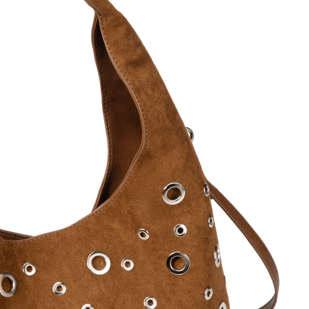 Bolso de hombro efecto ante con tachas y bandolera – Varios colores