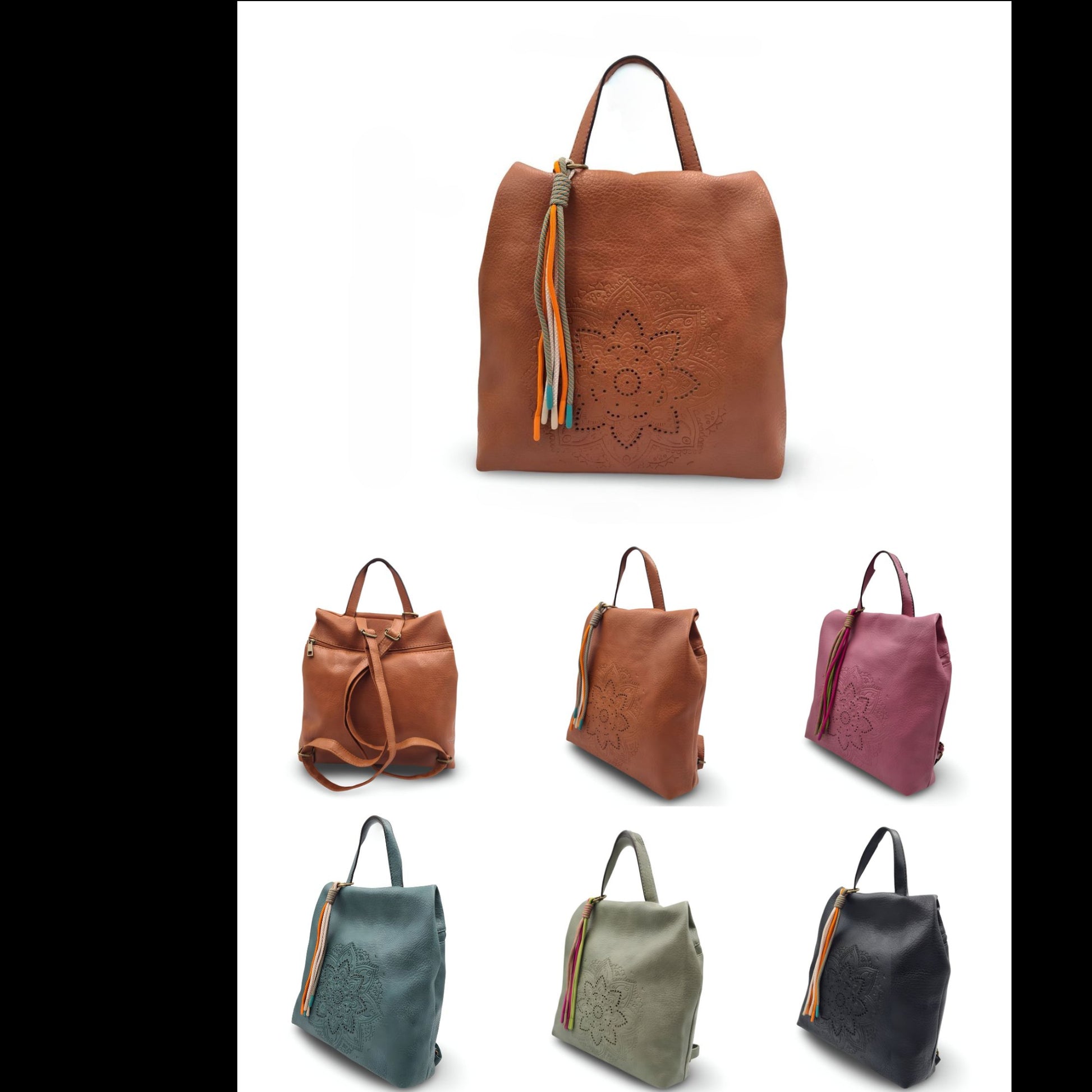 Mochila antirrobo de ecopiel con mandala y borla | Mac&Noa® Lotus Tassel Backpack